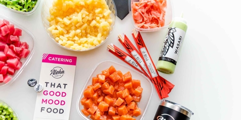 An array of poke bowl ingredients